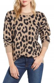 J Crew Leopard Print Crewneck Sweater   Nordstrom at Nordstrom