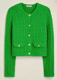 J.Crew Odette cable-knit sweater lady jacket in cotton-blend bouclé Odette Green at Poshmark