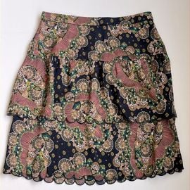 J.Crew Point Sur Tiered Scalloped Hem Skirt In Paisley- Dark Navy/Pink- NWT- 8 at Poshmark