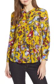 J Crew Silk Pleated Popover in Floral Print at Nordstrom