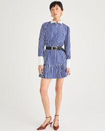 J Crew Tiered Shirtdress in Cotton Poplin Harbor View at J. Crew