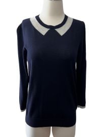 J Crew Tippi Sweaters M Medium Trompe Laposoeil Peter Pan Collar Gray Blue Wool eBay at eBay