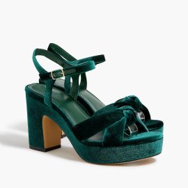 J Crew Velvet platform heels in Academic Green at J. Crew Factory