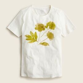 J Crew Vintage cotton crewneck T shirt with tonal flowers at J. Crew