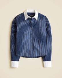 J Crew tienne cropped button up shirt in striped cotton poplin at J. Crew