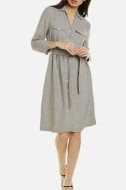 J Mclaughlin Wool Gray Button Belted Tie Shirt Dress m brynn eBay at eBay