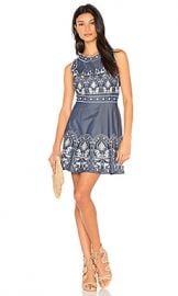 J O A  Embroidered Fit And Flare Dress in Navy Multi from Revolve com at Revolve