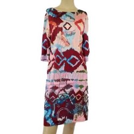 J PETERMAN Abstract Watercolor Print 34 Sleeve Shift Dress Womens size 4 eBay at eBay