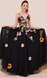 J39Adore Dresses J21016 - Floral Appliqued Bodice Prom Gown Couture Candy at Couture Candy