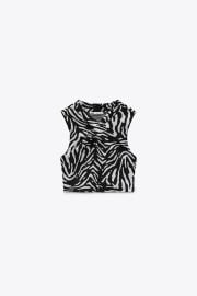 JACQUARD WRAP TOP - Black  White   United States at Zara