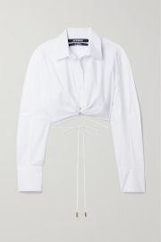 JACQUEMUS Plidao cropped embellished cotton-blend poplin shirt NET-A-PORTER at Net a Porter