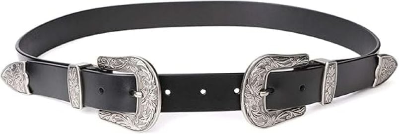 JASGOOD Women Leather Belts Ladies Vintage Western Design Black Waist Belt for Pants Jeans Dresses at Womens Clothing store at Amazon