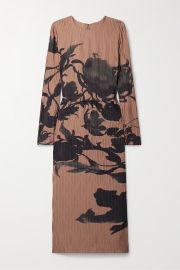 JASON WU COLLECTION Floral-print pliss-crepe midi dress NET-A-PORTER at Net a Porter