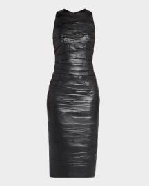 JBQ Brice Gathered Faux Leather Dress at Neiman Marcus