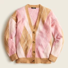 JCrew Argyle Cardigan Sweater In Supersoft Yarn For Women at J. Crew