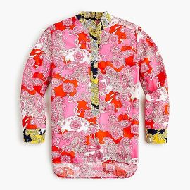 JCrew Band Collar Cotton Poplin Tunic In Vintage Paisley For Women at J. Crew