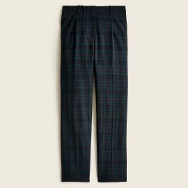 JCrew Bi-strech Wool Tapered Pant In Black Watch Tartan For Women at J. Crew