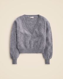 JCrew Brushed Cashmere Cropped V-neck Sweater For Women at J. Crew