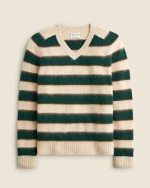 JCrew Brushed Wool V-neck Sweater In Stripe For Men at J. Crew