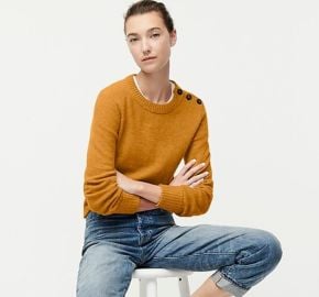 JCrew Button-detail Crewneck Sweater In Supersoft Yarn For Women at J. Crew