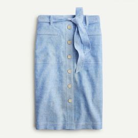 JCrew Button-front Skirt In Stretch Linen For Women at J. Crew