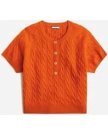 JCrew Cashmere Cable-knit Henley T-shirt For Women at J. Crew