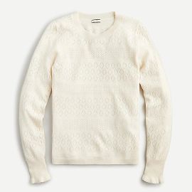 JCrew Cashmere Crewneck Sweater With Pointelle Stitch For Women at J. Crew