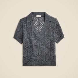 JCrew Cashmere Lace Pointelle Sweater-polo For Women at J. Crew