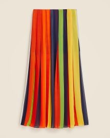 JCrew Christopher John Rogers X JCrew Pleated Maxi Skirt In Multistripe Chiffon For Women at J. Crew