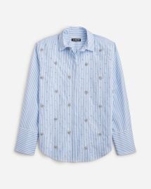 JCrew Collection Garon Embellished Shirt In Blue Pinstripe For Women at J. Crew