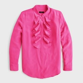 JCrew Collection Ruffle-front Blouse In Re-Imagined Silk For Women at J. Crew