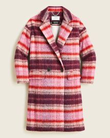 JCrew Collection Topcoat In Burgundy Tartan Italian Brushed Wool For Women at J. Crew