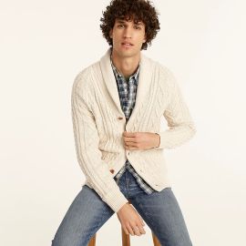 JCrew Cotton Cable-knit Shawl-collar Cardigan Sweater For Men at J. Crew