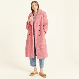 JCrew Double-breasted Teddy Sherpa Topcoat For Women at J. Crew