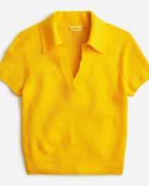 JCrew Featherweight Cashmere Collared Short-sleeve Sweater For Women at J. Crew