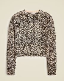 JCrew Featherweight Cashmere Shrunken Cardigan Sweater In Leopard Print For Women at J. Crew