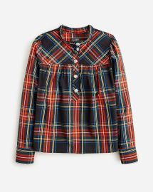 JCrew Fresco Top With Jewel Buttons In Stewart Tartan For Women at J. Crew