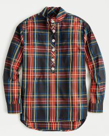 JCrew Jeweled Button Popover Tunic In Stewart Tartan For Women at J. Crew