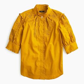 JCrew Mockneck Embroidered Blouse For Women at J. Crew