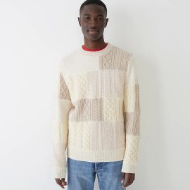 JCrew Patchwork Cable-knit Sweater In Wool-cashmere-lambswool For Men at J. Crew