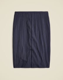 JCrew Pencil Knee-length Skirt In Navy Pinstripe Italian Wool Blend For Women at J. Crew