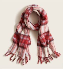 JCrew Plaid Scarf In Textured Wool For Women at J. Crew