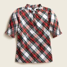 JCrew Puff-sleeve Top In Snowy Stewart Tartan For Women at J. Crew