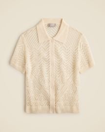 JCrew Sheer Pointelle Button-up Short-sleeve Cardigan In Cashmere For Women at J. Crew