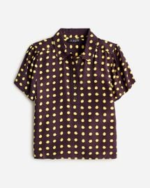 JCrew Sheer Popover Top In Dot Crepe De Chine For Women at J. Crew