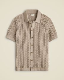 JCrew Short-sleeve Cotton Cable-knit Polo Cardigan Sweater For Men at J. Crew