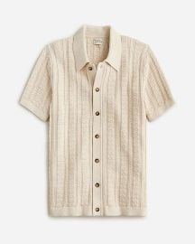 JCrew Short-sleeve Cotton Guernsey Stitch Polo Cardigan Sweater For Men at J. Crew