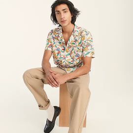 JCrew Short-sleeve Slub Cotton Camp-collar Shirt In Print For Men at J. Crew