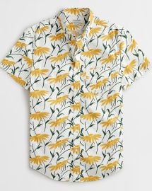 JCrew Short-sleeve Stretch Secret Wash Cotton Poplin Shirt In Daisy Print For Men at J. Crew