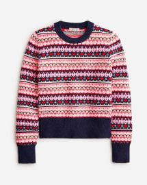 JCrew Shrunken Fair Isle Crewneck Sweater For Women at J. Crew